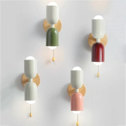 Decorbites™-Creme-Reißverschluss-Holzwandlampe für Schlafzimmer, Wohnzimmer, Flurbeleuchtung