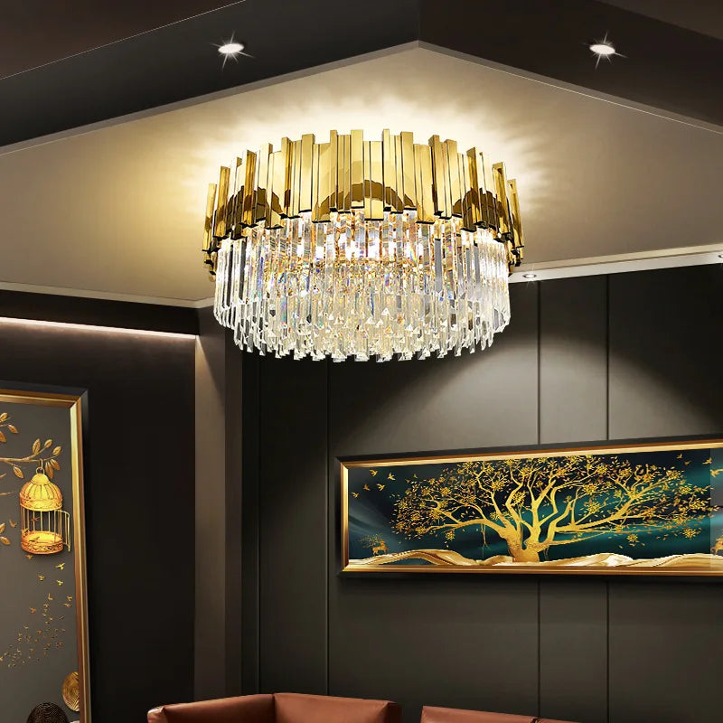 Decorbites™ Gold-Kristall-Deckenleuchte: Moderne LED-Beleuchtungseinrichtungen für luxuriöse Wohnzimmer.