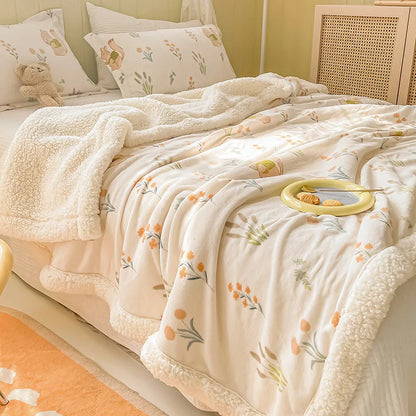 Decorbites™ Gemütliche Milchvelours-Cartoon-Decke für Einzelbett, Studentenwohnheim: Frühling & Herbst Decke