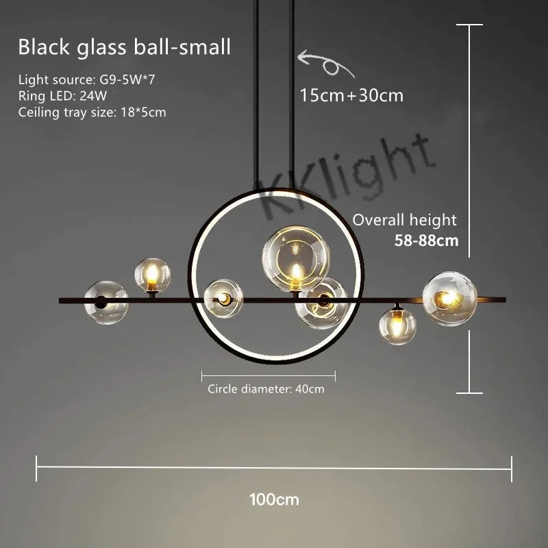 Decorbites™ Glasblasen-Kronleuchter: Moderne nordische LED-Hängeleuchte für Esszimmer und Küche