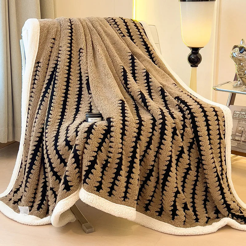 Decorbites™ Jacquard-Decke: Winterverdickte Lammwoll-Nap-Shawl für das Wohnzimmer