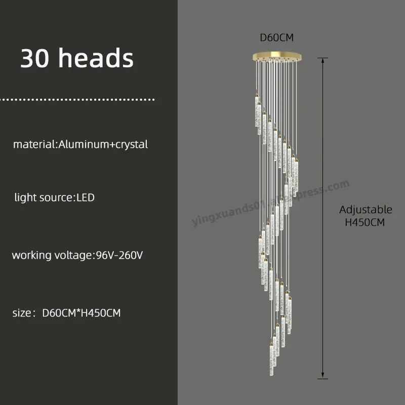 DecorBites™ Golden LED Crystal Chandelier for Living Room Staircase