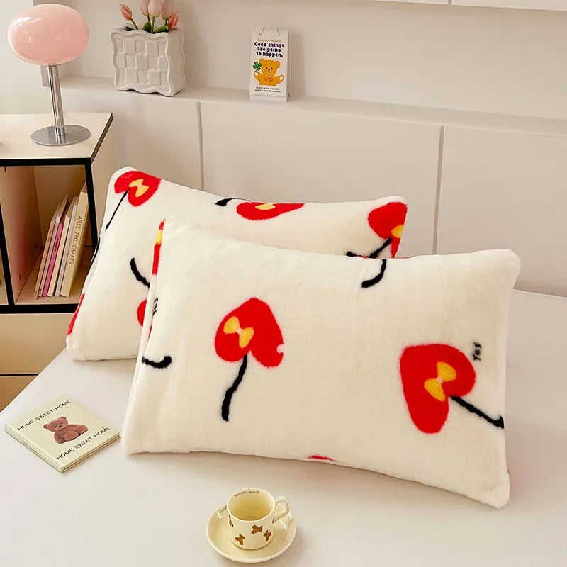 DecorBites™ Cozy Winter Plush Pillowcase: Nordic Printed Milk Velvet Soft Home Decor