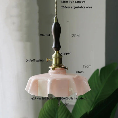 DecorBites™ Green Flower Glass Pendant Light for Kitchen Bar Restaurant, Modern Wire Adjustable Hanging Lamp