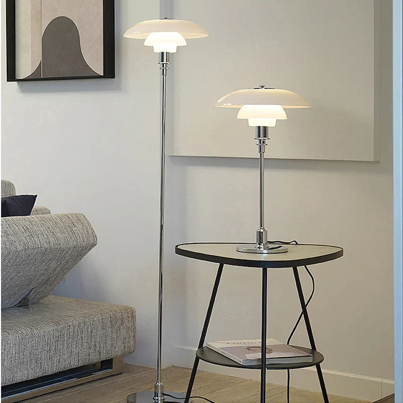Decorbites™ Glas-Schirm-LED-Stehlampe für Wohnzimmer, Schlafzimmer – Nordisch Minimalistischer Retro-Stil