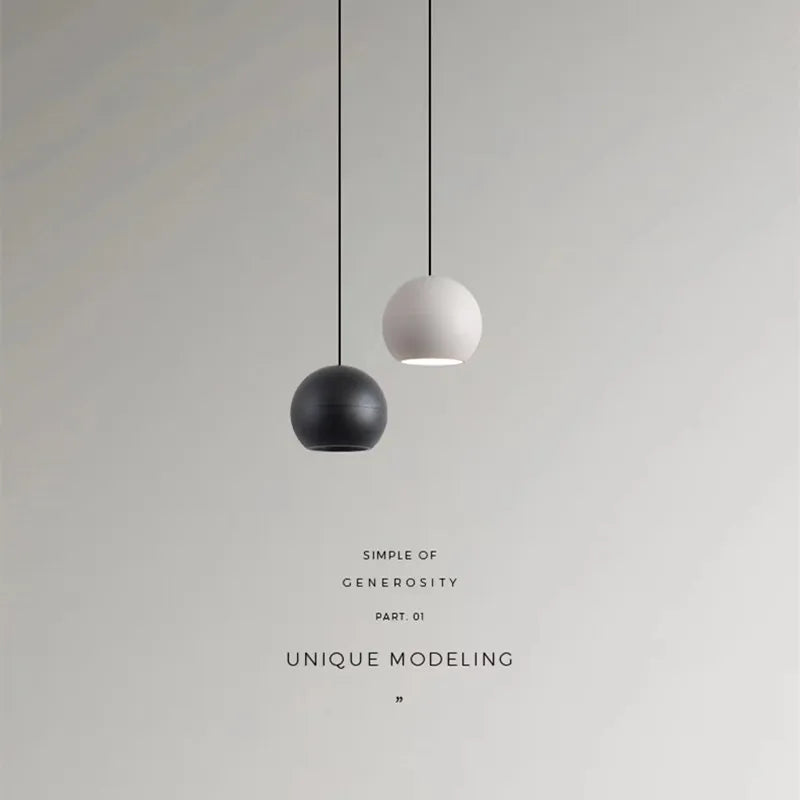 Nordic Ball Pendant Light in Black or White Aluminum