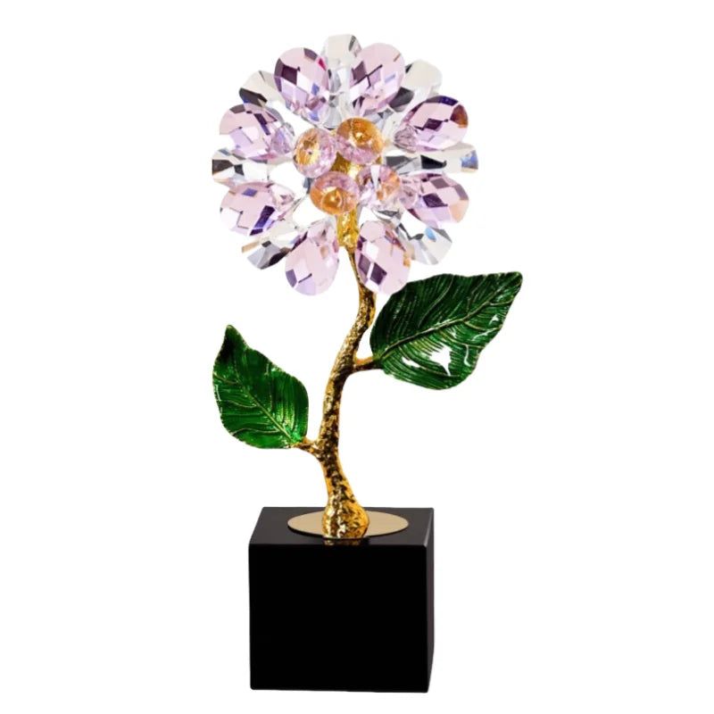 Decorbites™ Kristall-Sonnenblume Metallskulptur Heimdekoration Figur Glas-Handwerkskunst