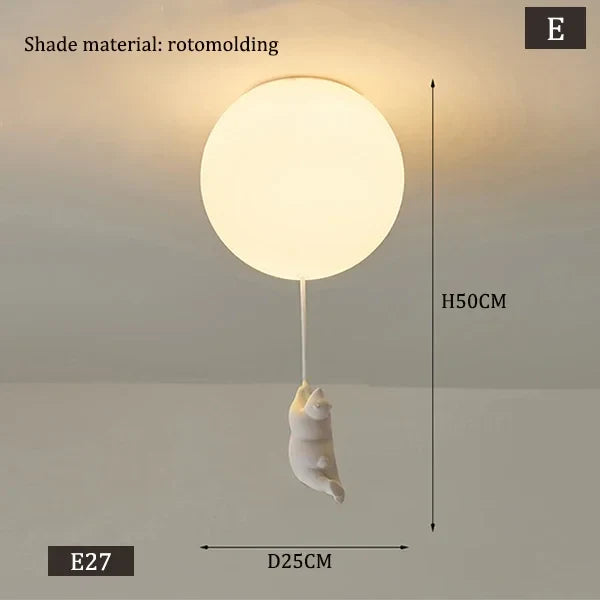 Polar Bear Resin Pendant Light for Kids Spaces