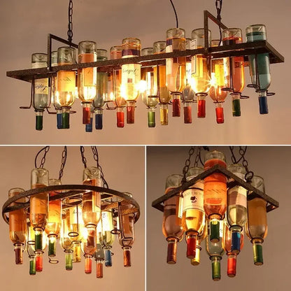 Decorbites™ Industrielle Metall-Weinflaschen-Lüster für Café Bar LED-Dekoration