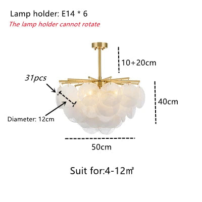 Decorbites™ Glas-LED-Kronleuchter 50 cm Durchmesser für Wohnzimmer, Esszimmer, Kücheninsel – Leuchten