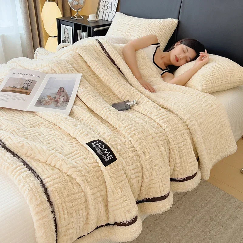 DecorBites™ Fluffy Fleece Blanket for Bed Sofa Cover Glade Cozy Warmth Blanket