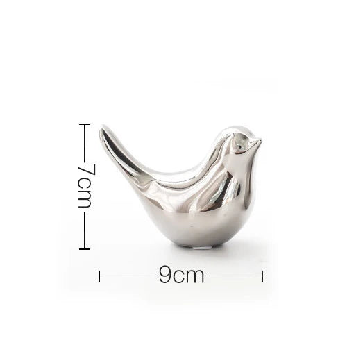 Decorbites™ Goldene Silberne Vogel-Figuren Moderne Keramikstatuen - Wohnraumausstattung Hochzeitsgeschenke