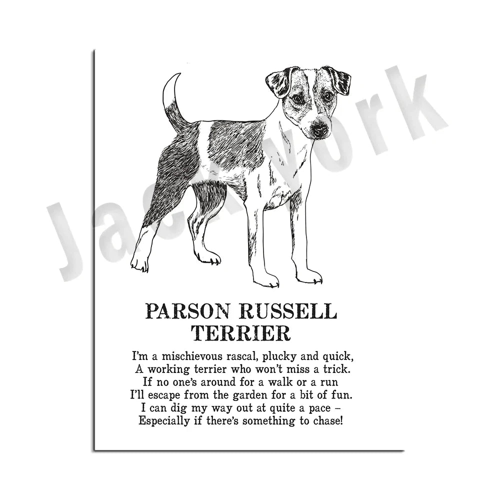 Decorbites™ Hunderassens-Gedichtposter-Sammlung: Vizsla, Pomeranian, Manchester Terrier und mehr