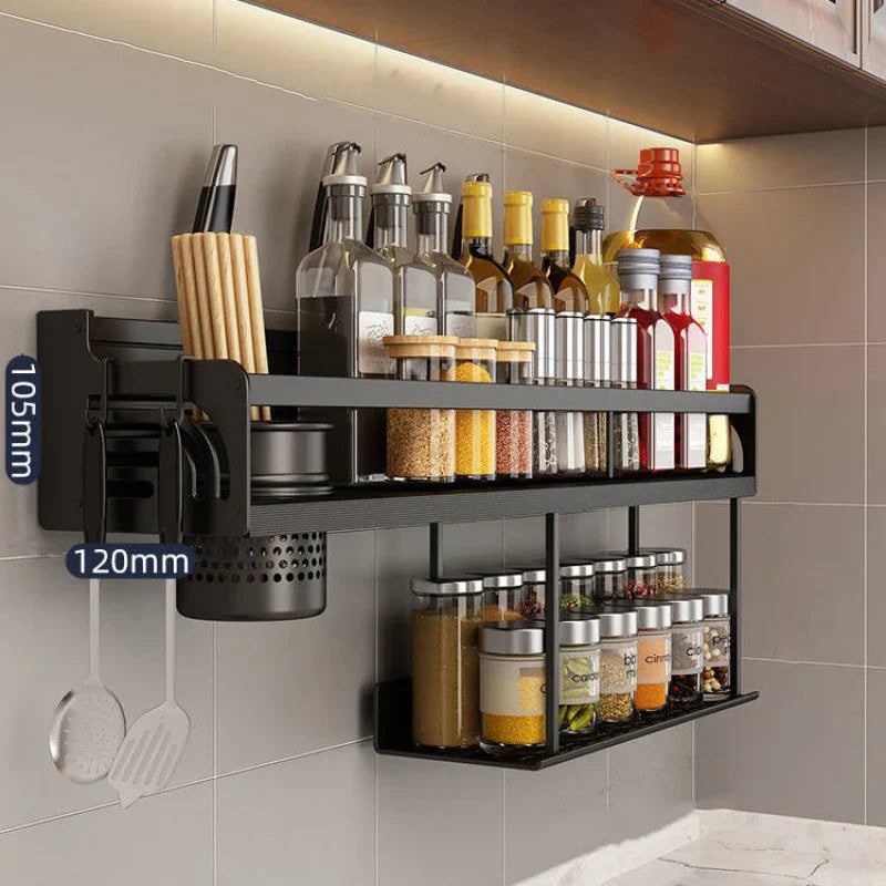 DecorBites™ Double-Layer Kitchen Organizer Wall Spice Storage Rack