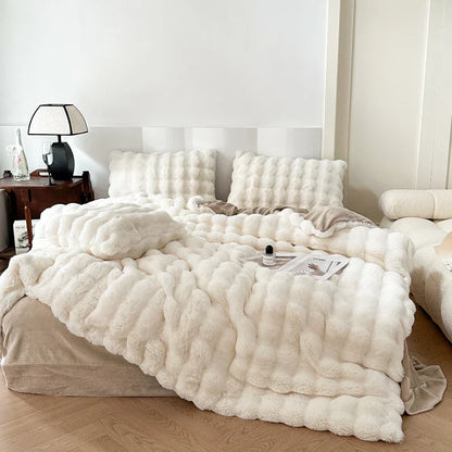 Decorbites™ Deluxe Kunstkaninchenfell-Bettwäsche-Set: Weiches Samt, Plüschige Wärme für den Winter