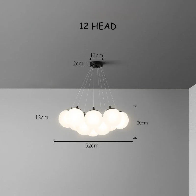 Decorbites™ Glas-Kugel-LED-Hängeleuchte für die Einrichtung des Zuhauses, nordischer Stil Kronleuchter für das Wohnzimmer