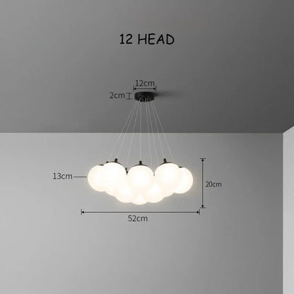 Decorbites™ Glas-Kugel-LED-Hängeleuchte für die Einrichtung des Zuhauses, nordischer Stil Kronleuchter für das Wohnzimmer