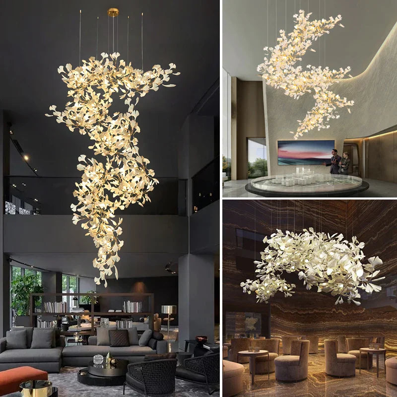 Decorbites™ Ginkgo Biloba Kronleuchter: Elegantes Duplex Wohnzimmer Hotel-Lobby-Pendant-Licht