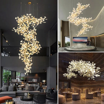 Decorbites™ Ginkgo Biloba Kronleuchter: Elegantes Duplex Wohnzimmer Hotel-Lobby-Pendant-Licht