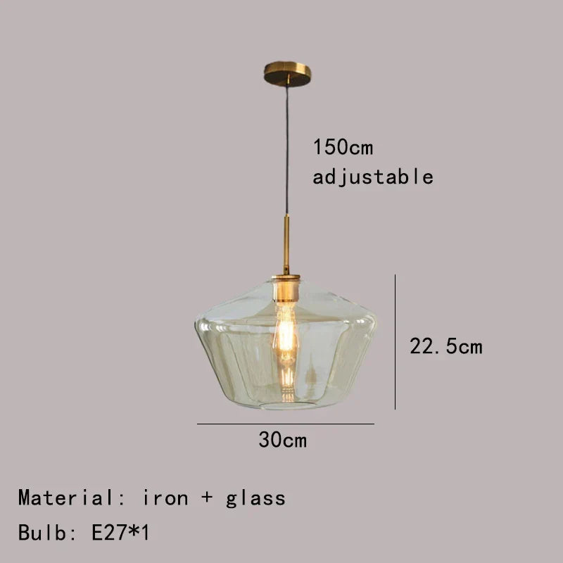 DecorBites™ Gray Amber Glass Pendant Lamp for Home and Office Lighting