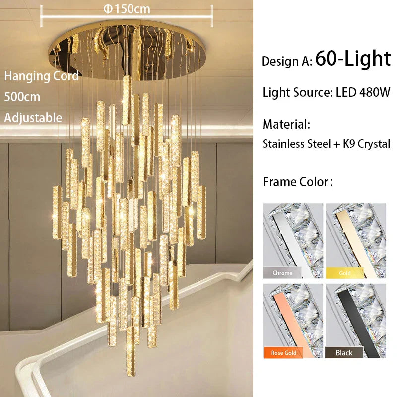 Decorbites™ Große Kristall-Luxus-Lüster für Wohnzimmer Esszimmer Halle Treppenaufsatz