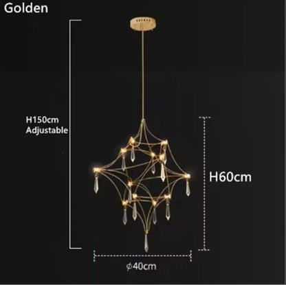 Italian Minimalist Crystal Pendant Light in Silver or Gold
