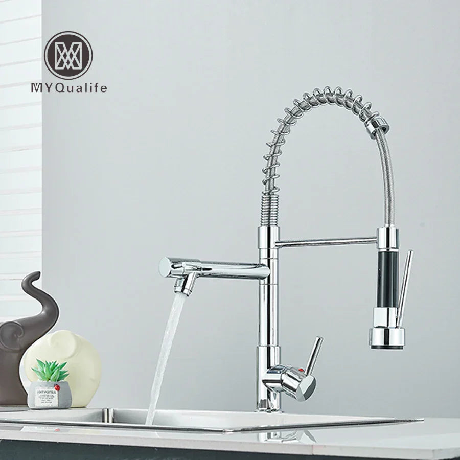 Decorbites™ Duale Auslauf Messing-Küchenarmatur mit 360° Drehung - Chrom