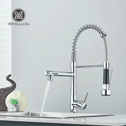Decorbites™ Duale Auslauf Messing-Küchenarmatur mit 360° Drehung - Chrom