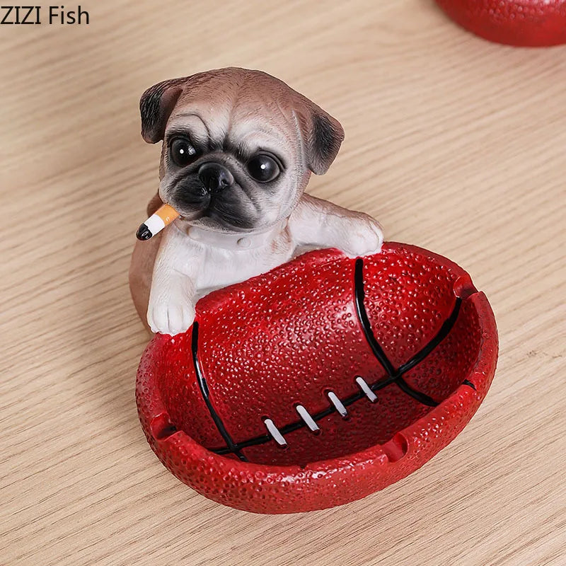 Decorbites™ Basketball Puppy Aschenbecher: Tragbar, windfest, kreative Schreibtischdekoration & Raucherzubehör
