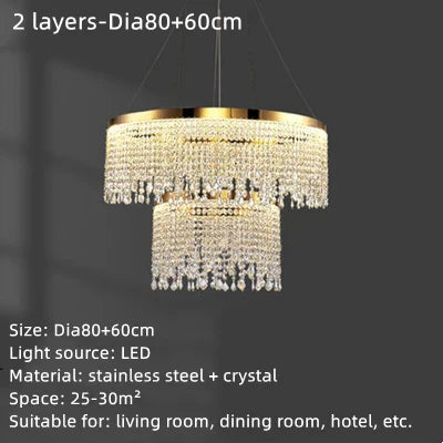 DecorBites™ Crystal Waterfall Chandelier for Foyer Dining Room Hotel Home Decor