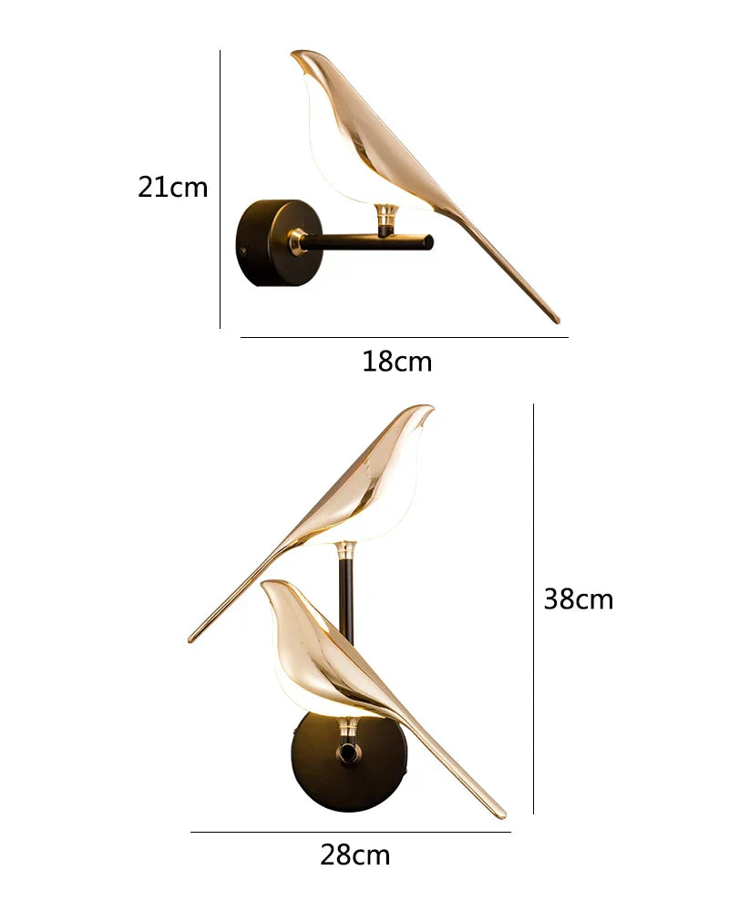 Decorbites™ Golden Bird LED Wandlampe: Modernes Design für Flur, Treppenhaus, Wohnzimmer, Schlafzimmer-Dekoration