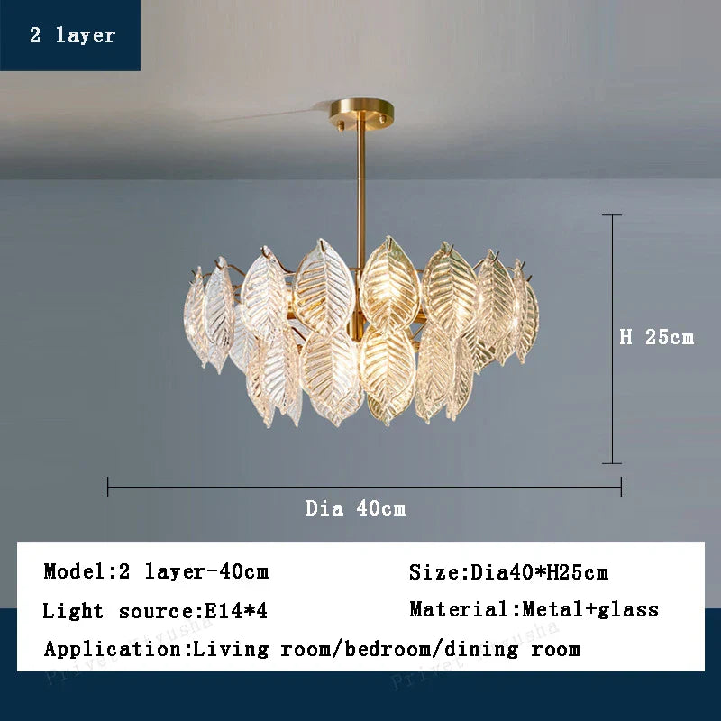 Luxury Leaf Glass Chandelier
