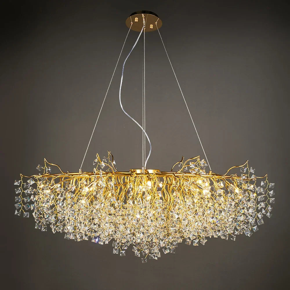 Decorbites™ Gold Kristall-Kronleuchter LED Rundleuchte Inselzweiglampen-Kronleuchter
