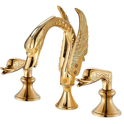 Decorbites™ Goldener Schwan-Kristall-Griff Badezimmer-Wasserhahn – Deckenmontierter Waschbecken-Mischbatterie