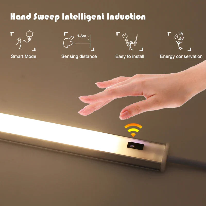 DecorBites™ LED Under Cabinet Light Hand Sweep PIR Motion Sensor Wardrobe Lamp