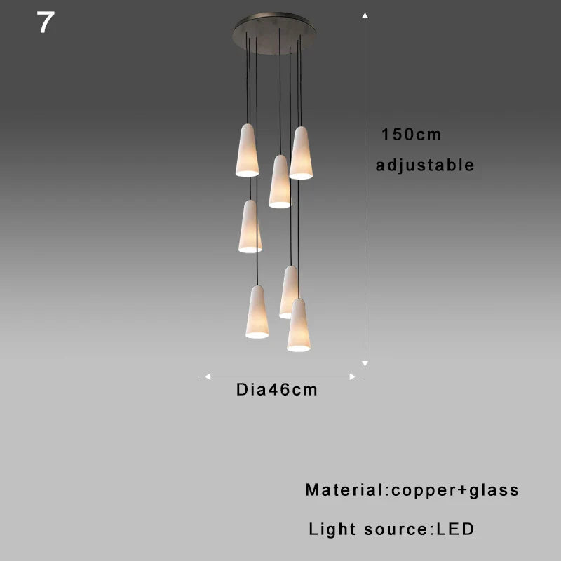 Decorbites™ Elegante weiße Glasbecher-Kronleuchter für luxuriöses Wohnzimmer