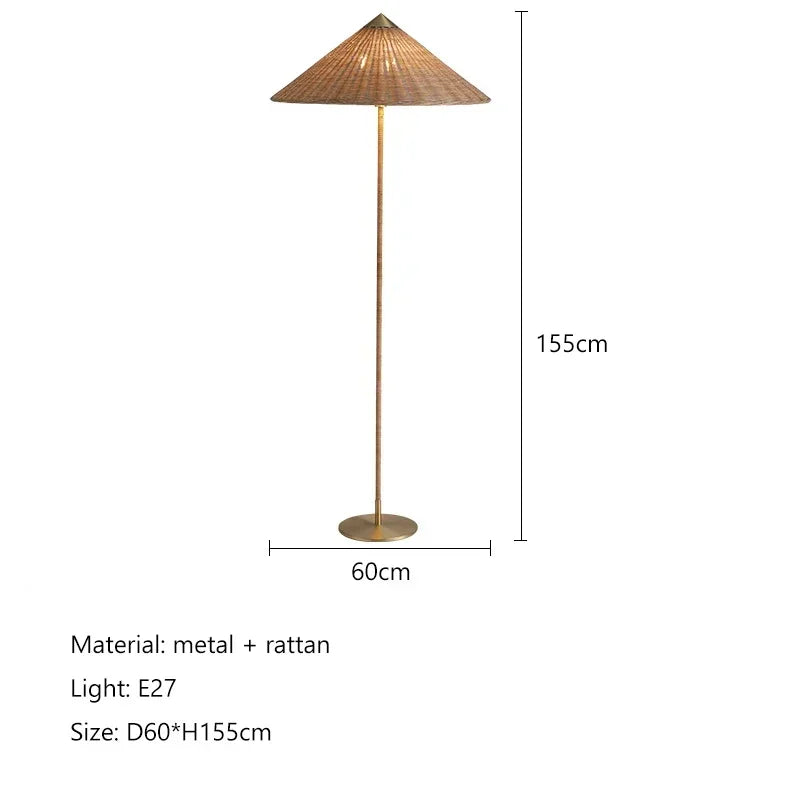 Decorbites™ Gubi Rattan-Schirm Stehlampe Vintage-Ständerleuchte Nordischer Stil