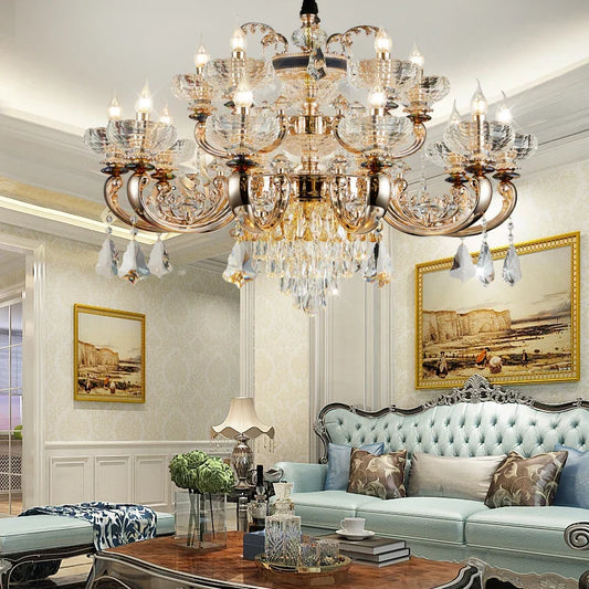 DecorBites™ Jade Crystal Chandelier: Elegant European Living Room Lamp