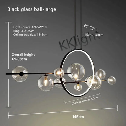Decorbites™ Glasblasen-Kronleuchter: Moderne nordische LED-Hängeleuchte für Esszimmer und Küche