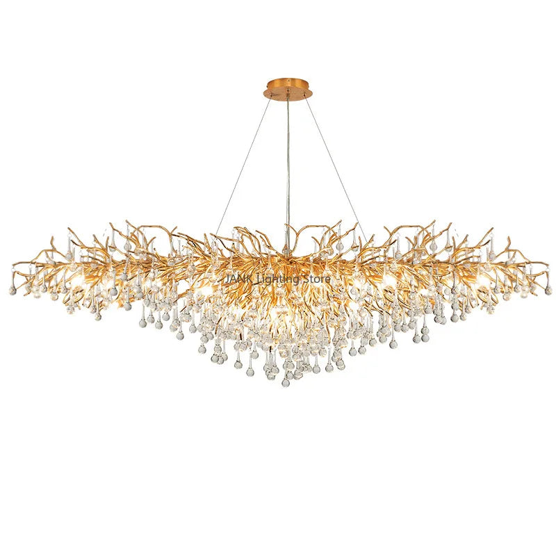 Gold Crystal Branch Chandelier Chrome L160cm