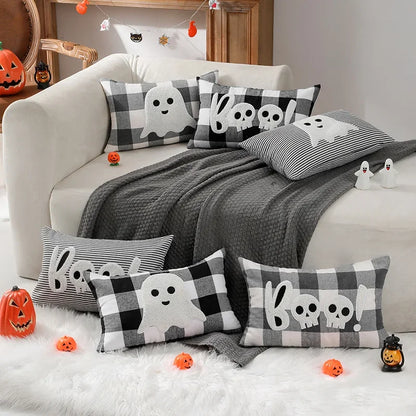 Decorbites™ Halloween-Geister-Stickkissen für gemütliche Wohnzimmer-Sofarast