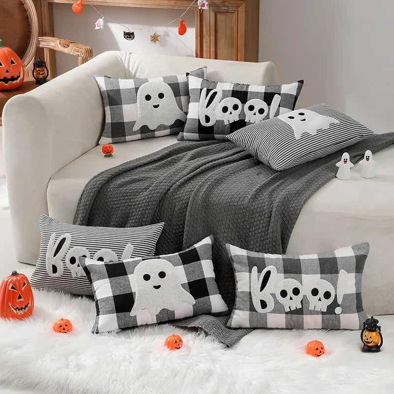 Ghost Embroidery Throw Pillow