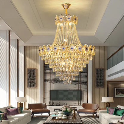 Decorbites™ Gold Runder Kronleuchter Dimmbare LED-Treppenlichter Luxus-Hängeleuchte