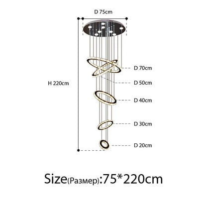 DecorBites™ Crystal Rings Chandelier: Modern Luxury Staircase Lighting Fixture