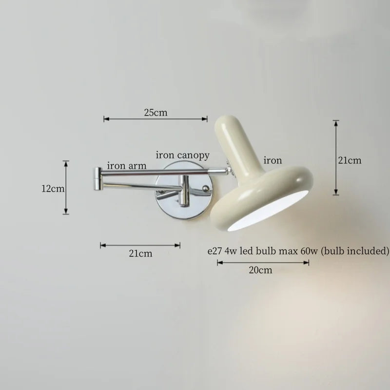 DecorBites™ Cream LED Swing Arm Wall Lamp for Living Room Bedroom Mirror Stair Light