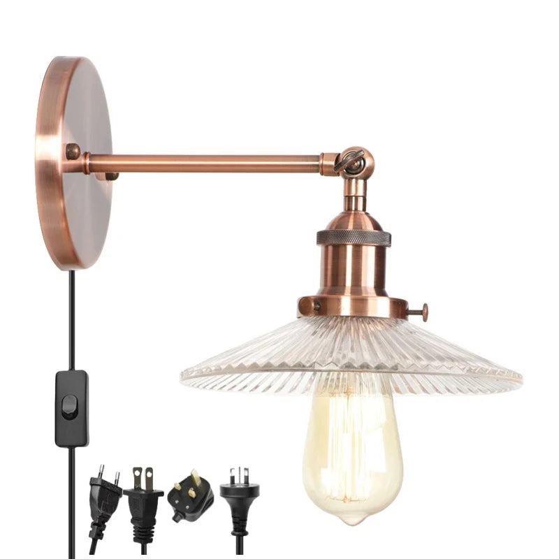 Decorbites™ Industrielles Loft-LED-Wandleuchte für Schlafzimmer, Badezimmer, Treppen - Steckdosensichtbare Eisenlampe