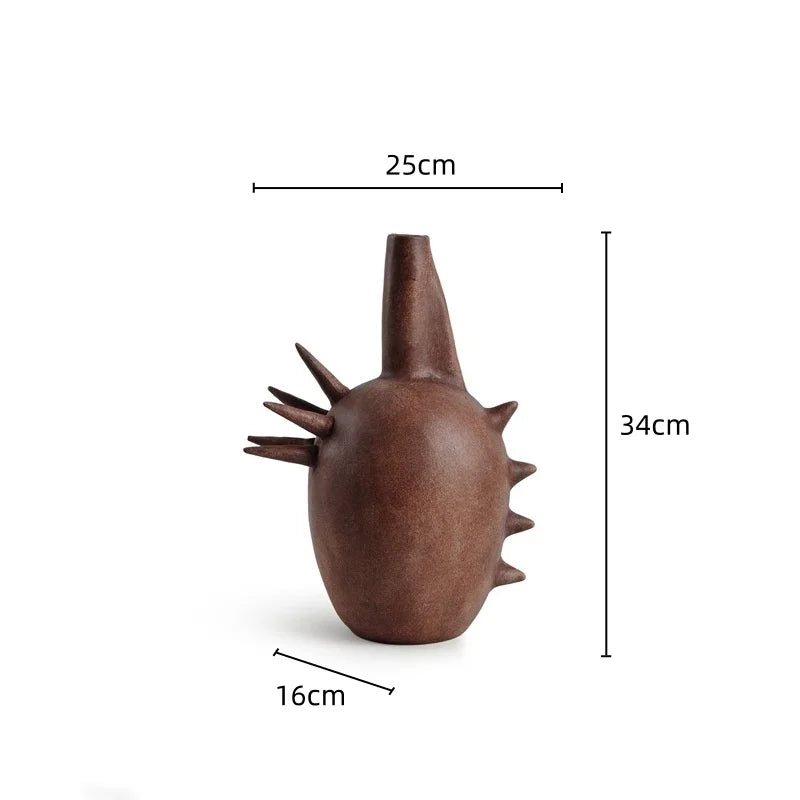 DecorBites™ Geometric Stoneware Vase Vintage Art Craft Home Decor Ornaments