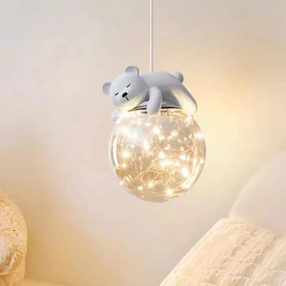 Decorbites™ Glas-Kinderzimmer-Leuchter: Weißer Bären-Hasen-Lampen für modernes Baby-Jungen- und Mädchen-Schlafzimmer