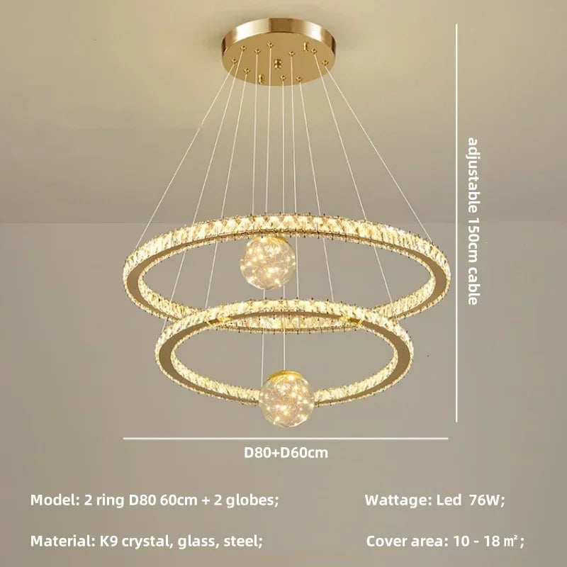 Decorbites™ Kristall-LED-Kronleuchter: Moderne Pendelleuchten für das Wohnzimmer, Glasglobus-Hängeleuchte