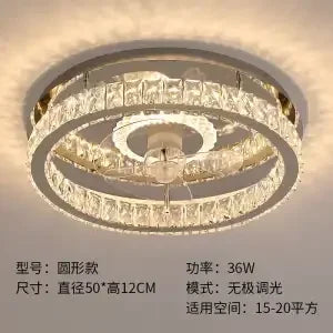 DecorBites™ Crystal LED Ceiling Fan Remote Control Modern Bedroom Light Fixtures